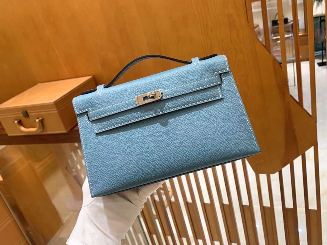 Kelly Pochette Epsom Denim Blue