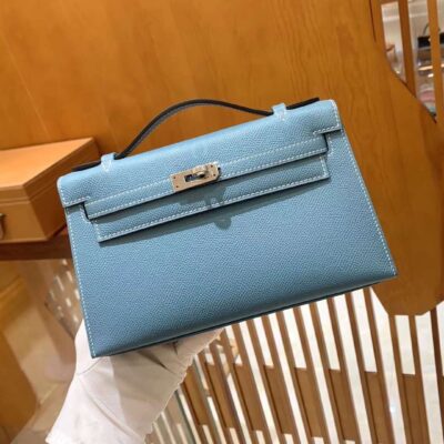 Kelly Pochette Epsom Denim Blue
