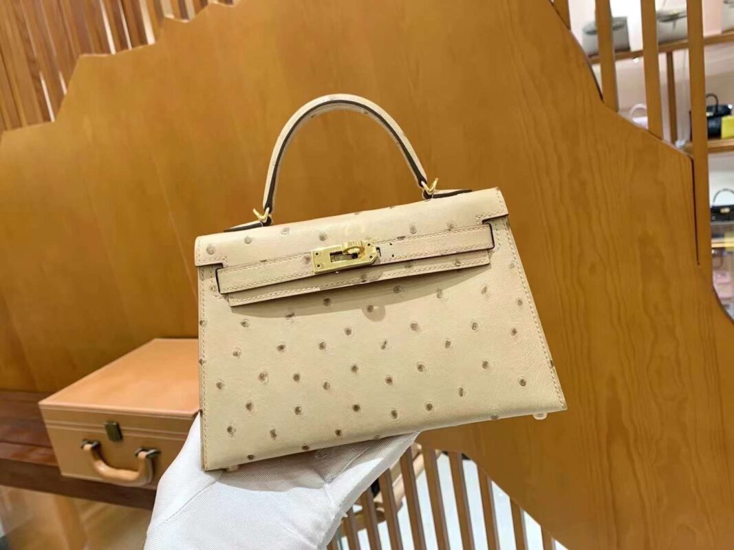 Mini Kelly Ostrich Trench