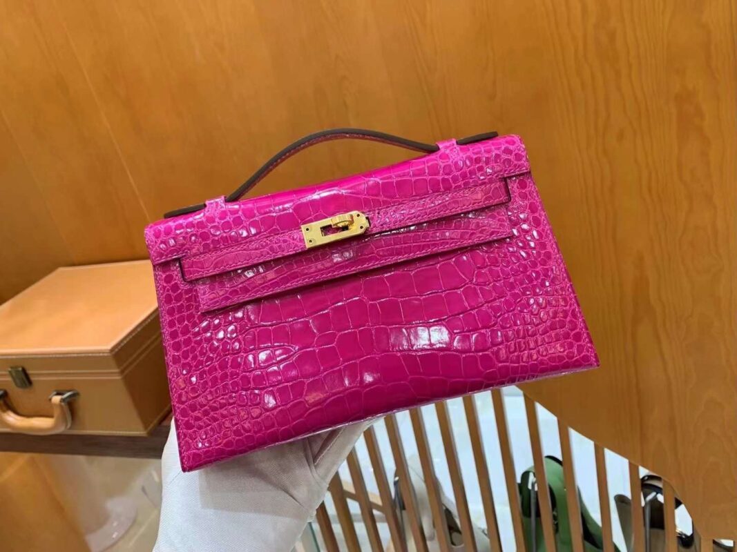 Kelly Pochette American Crocodile Arabian Night Purple