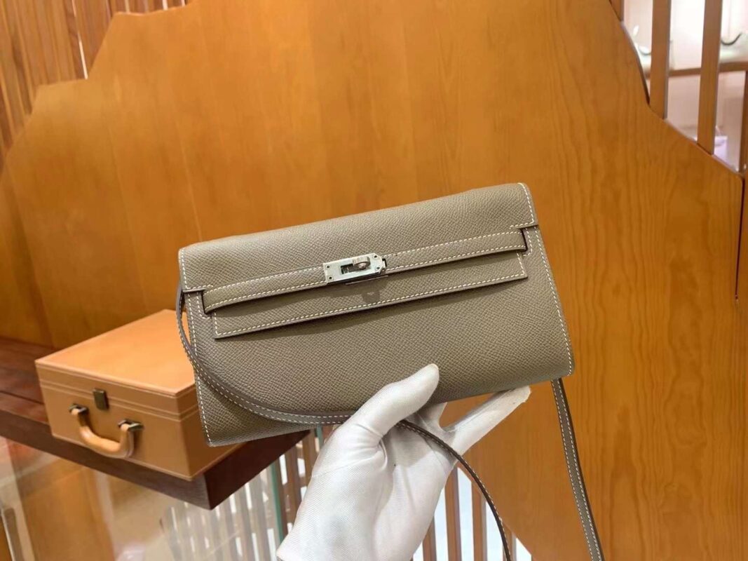 Kelly TO GO Elephant Gray Silver Buckle Epsom