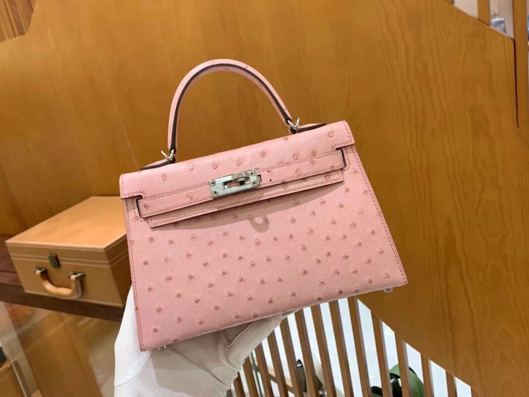 Mini Kelly Ostrich Rose Sakura