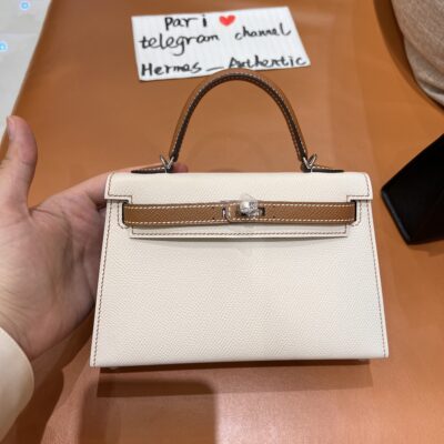 Mini Kelly in Craie&Gold Epsom