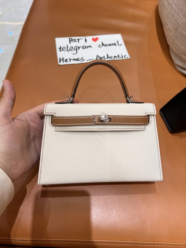 Mini Kelly in Craie&Gold Epsom