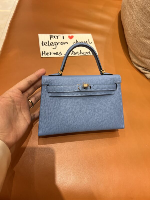 Mini Kelly in Bleu Jean Epsom