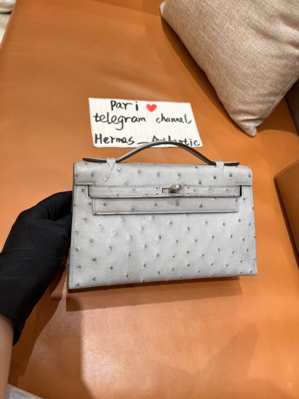 Kelly Pochette in Blue Glacier Ostrich