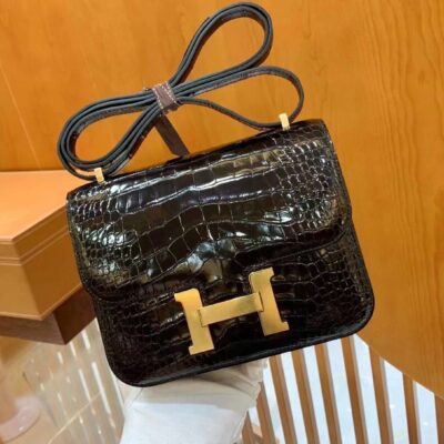 Constance 18 in Black Shiny Crocodile