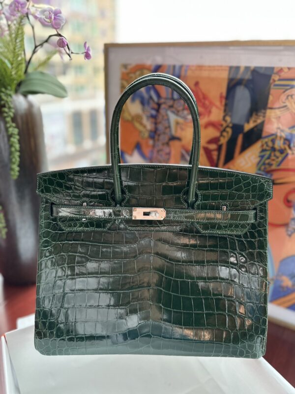 Birkin 35 in Emerald Shiny Niloticus Crocodile