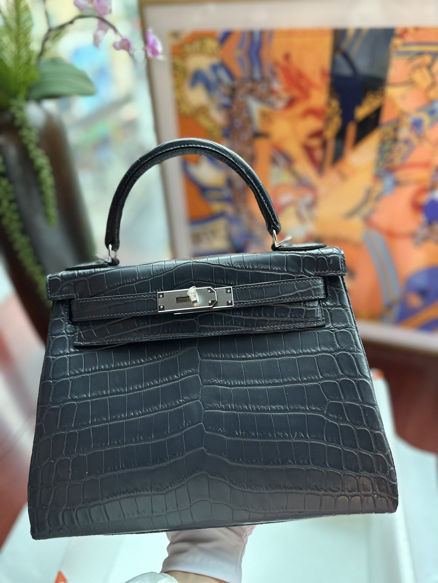 1000016355.jpg Kelly 28 in Bleu Nuit Marte Niloticus Crocodile - Image 1