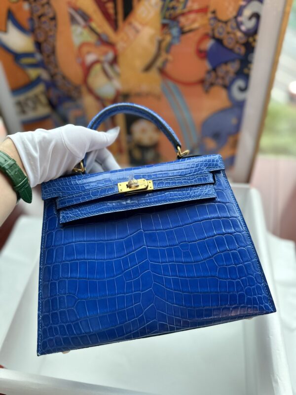 Kelly 25 in Blue Electric Shiny Niloticus Crocodile GHW