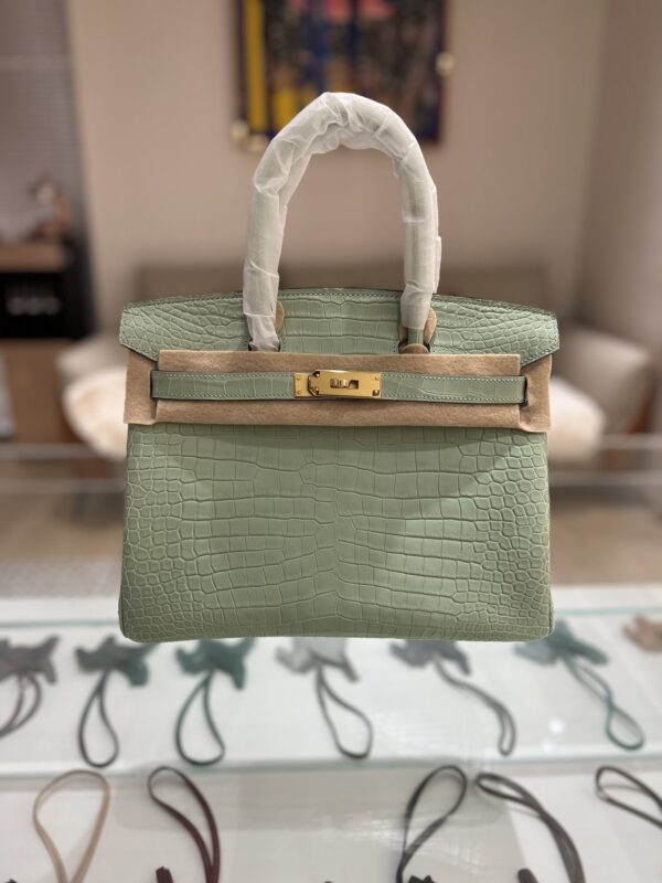 Birkin 30 in Menthe Matte Porosus Crocodile