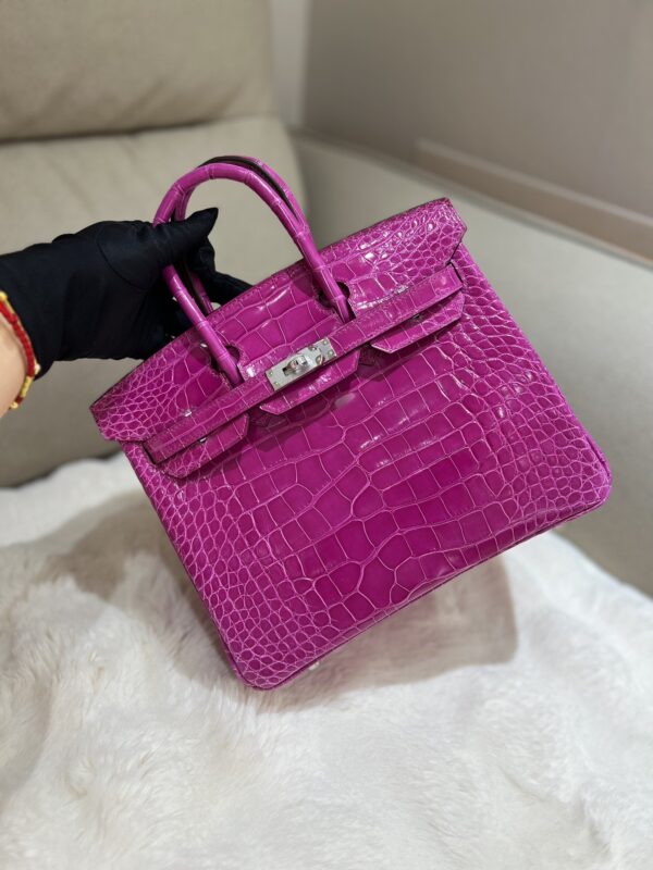 Birkin 25 in Rose Scheherazade Shiny Alligator