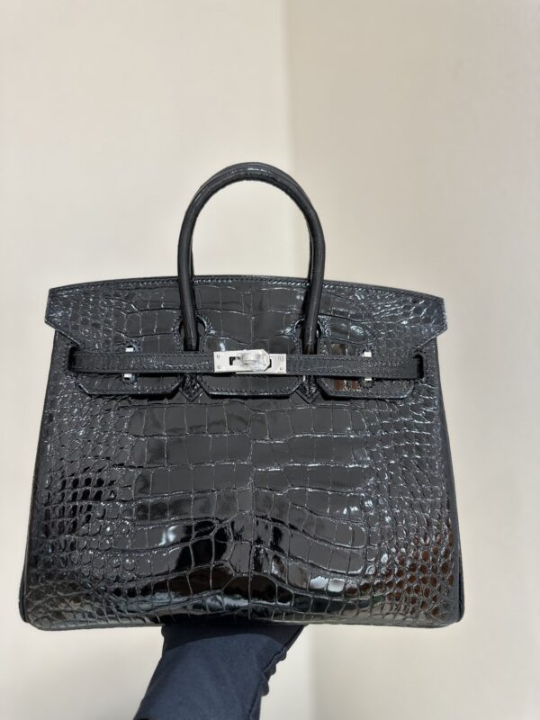 Birkin 25 in Noir Shiny Alligator