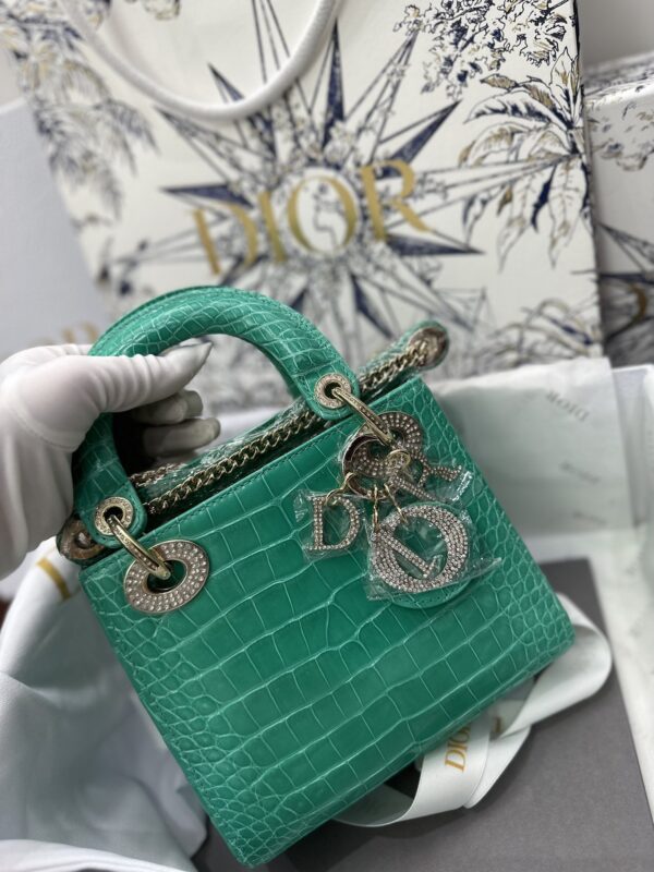 Lady Dior Mini Bag in Emperor Green Crocodile