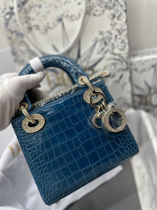 Lady Dior Mini Bag in Izmir Blue Crocodile