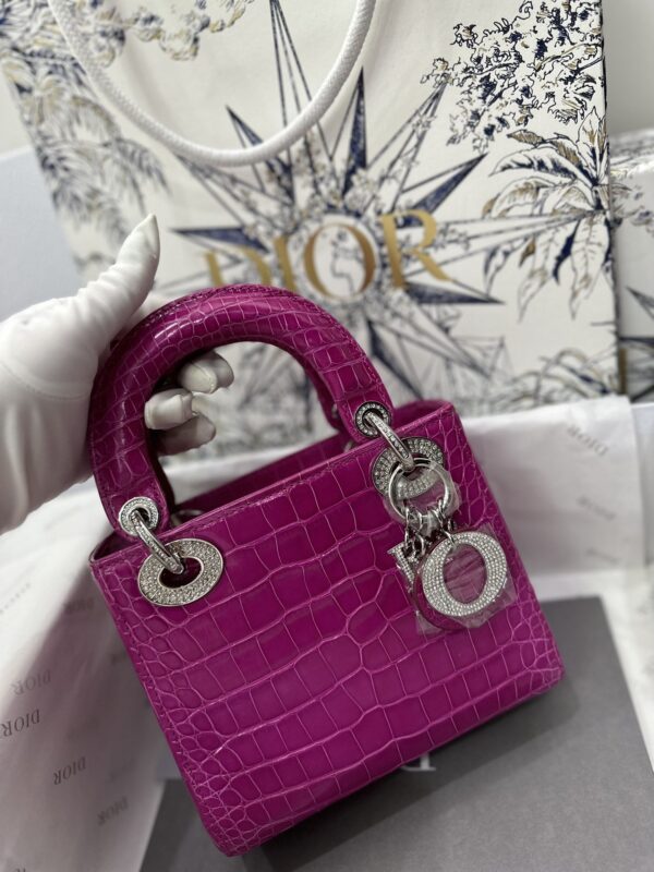Lady Dior Mini Bag in Dark Rose Crocodile