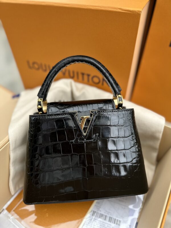 Louis Vuitton Capucines in Black Shiny Crocodile GHW