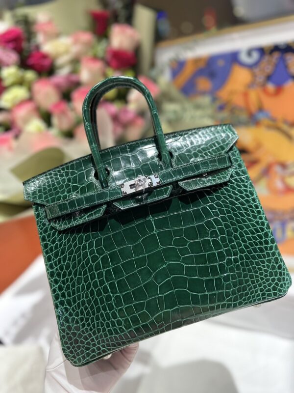 Birkin 25 in Emerald Green Shiny Alligator PHW