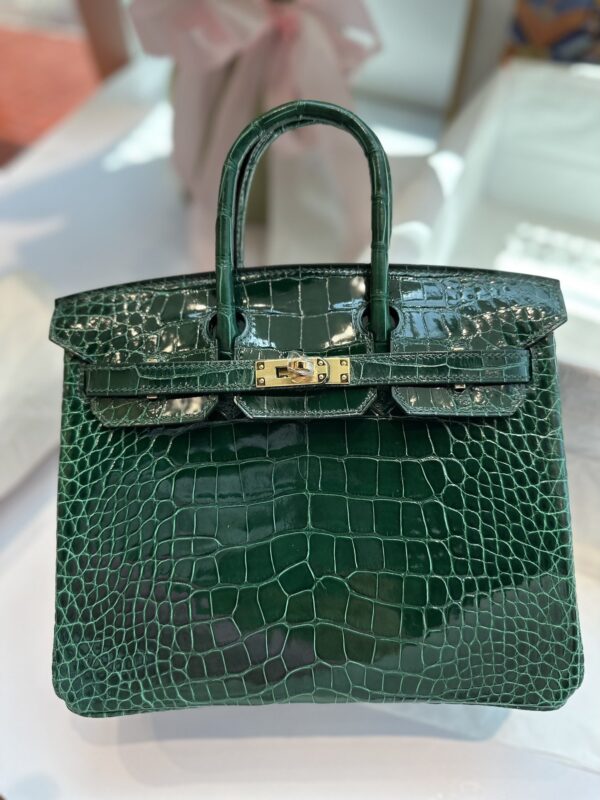 Birkin 25 in Emerald Green Shiny Alligator GHW