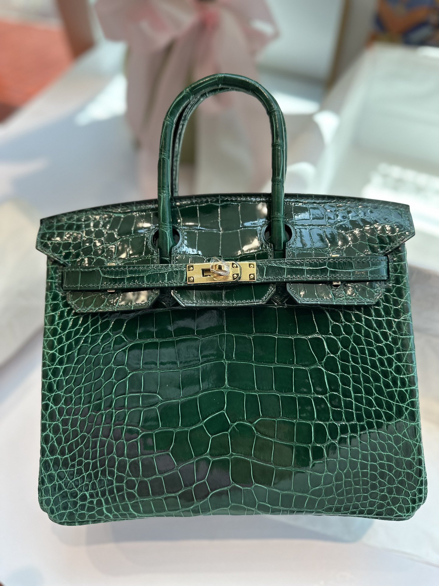 1000017042.jpg Birkin 25 in Emerald Green Shiny Alligator GHW - Image 1
