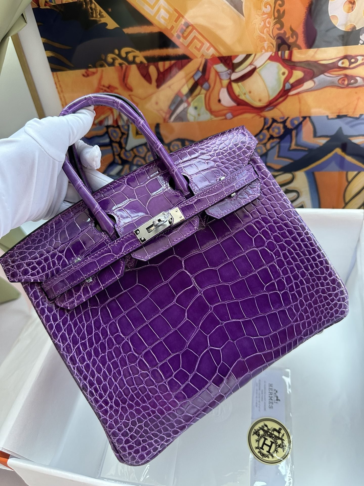 1000017133.jpg Birkin 25 in Ultra Violet Shiny Crocodile - Image 1
