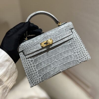 Mini Kelly in Blue Glacier Shiny Alligator