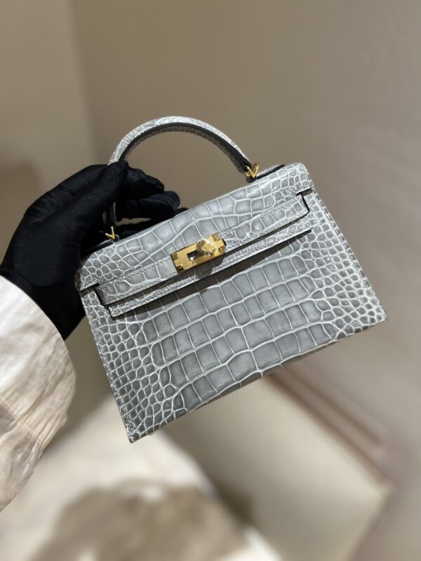 Mini Kelly in Blue Glacier Shiny Alligator