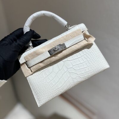 Mini Kelly in Beton Matte Alligator PHW