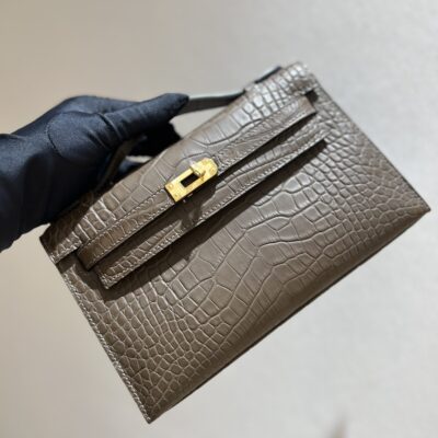 Kelly Pochette in Etoupe Matte Alligator
