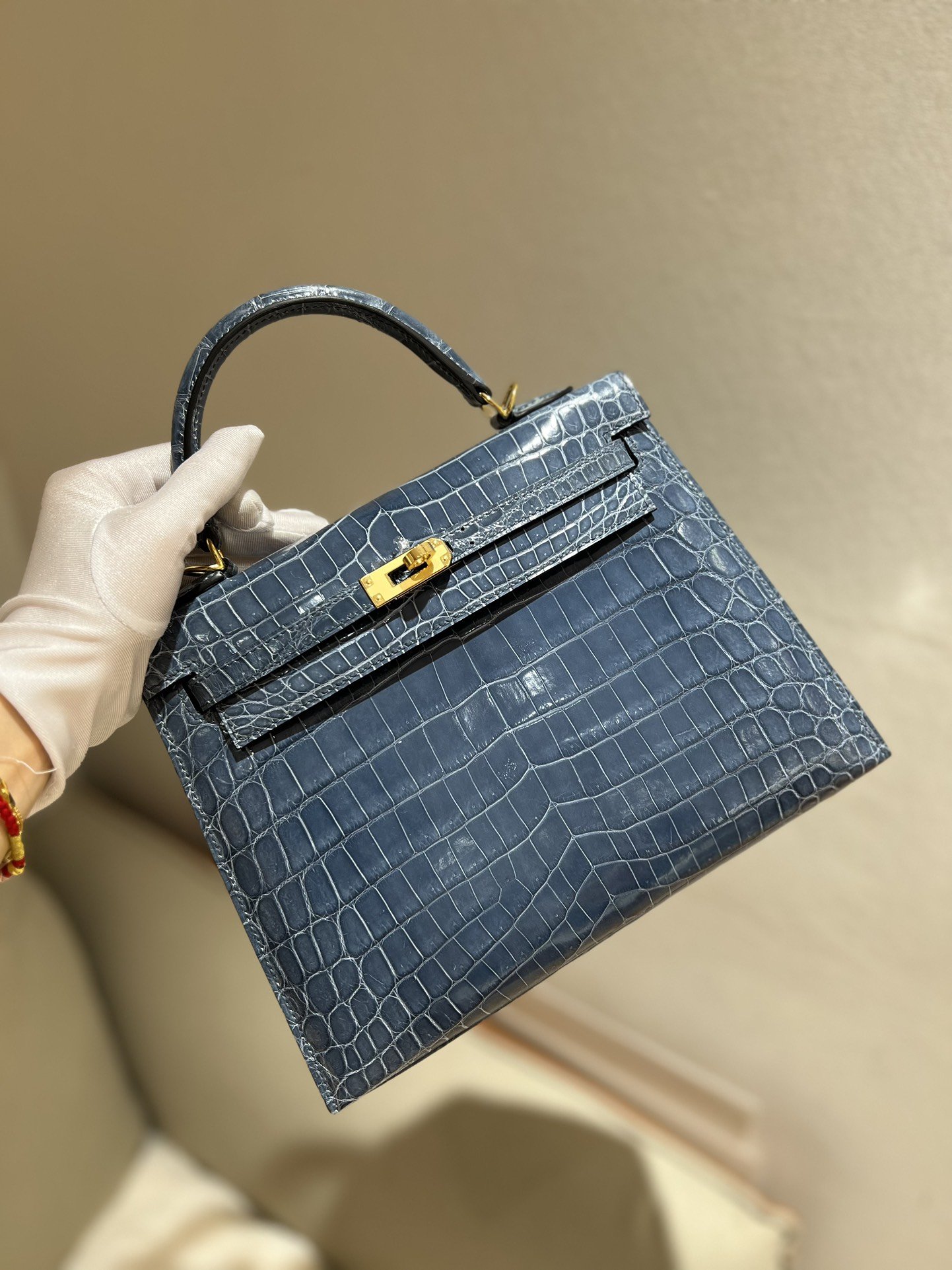 1000017362.jpg Kelly 25 in Denim Blue Shiny Niloticus Crocodile GHW - Image 1