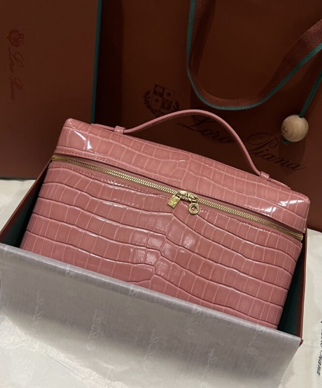 Loro Piana L27 Extra Pocketin Pink Crocodile