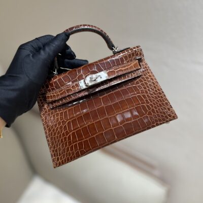 Mini Kelly in Miele Shiny Alligator