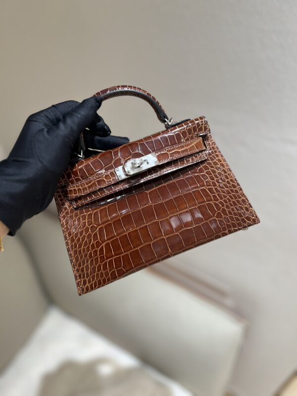 Mini Kelly in Miele Shiny Alligator