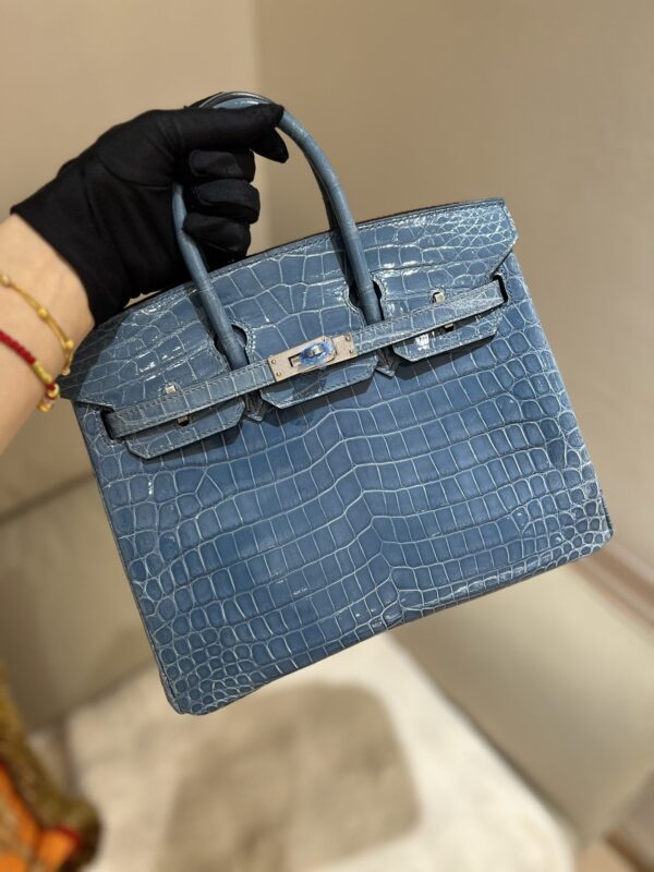 Birkin 25 in Denim Shiny Nile Crocodile