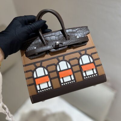 Birkin Faubourg 20 in Brown Crocodile & Golden Brown Epsom