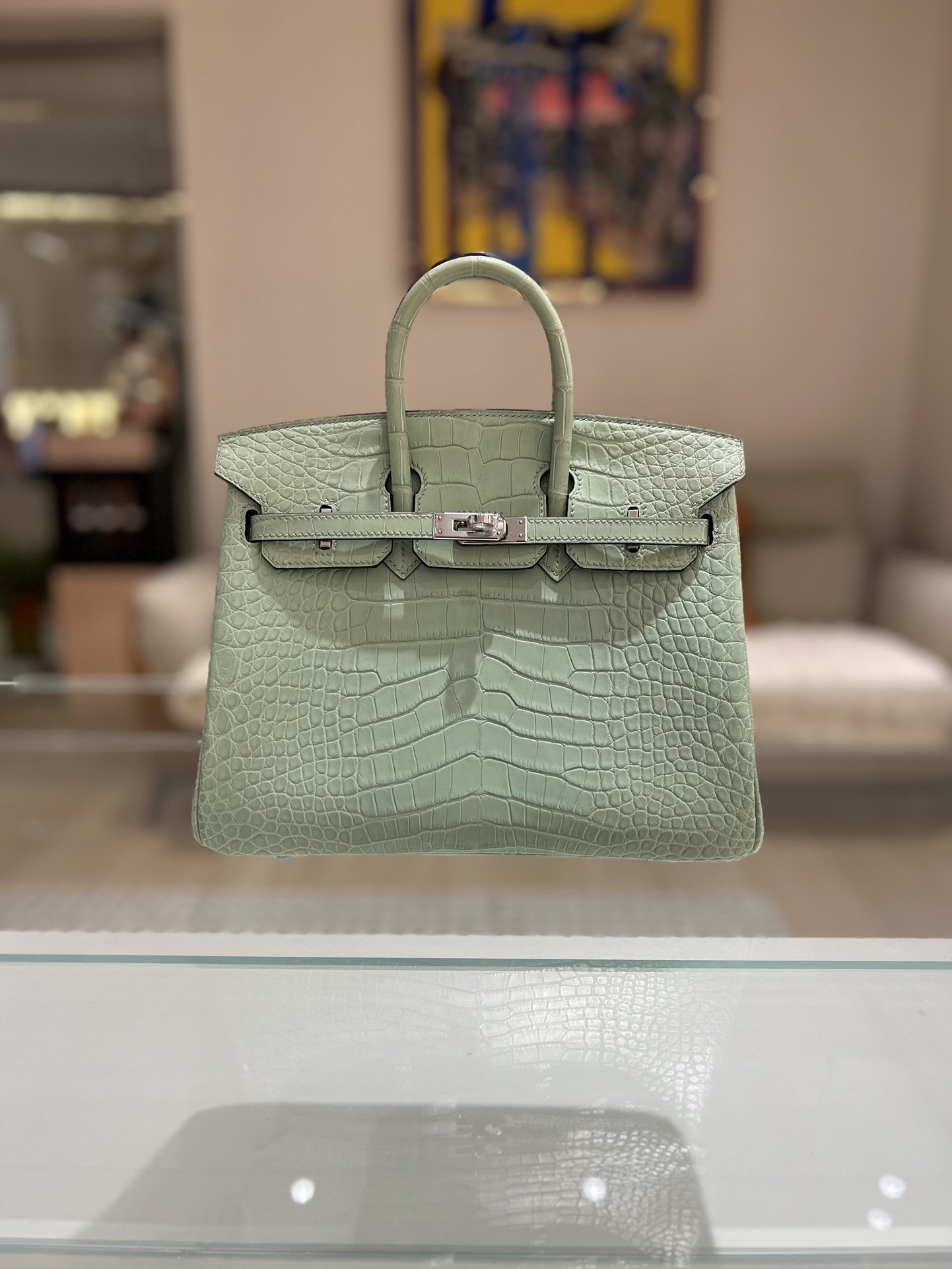 11097.jpg Birkin 25 in Menthe Matte Alligator PHW - Image 1