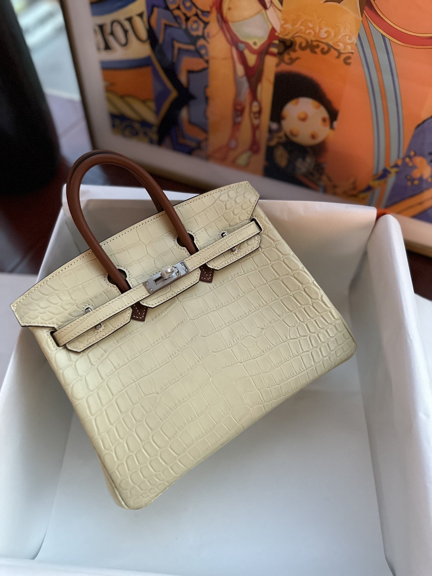 11505.jpg Birkin 25 in Vanille Matte Crocodile - Image 1