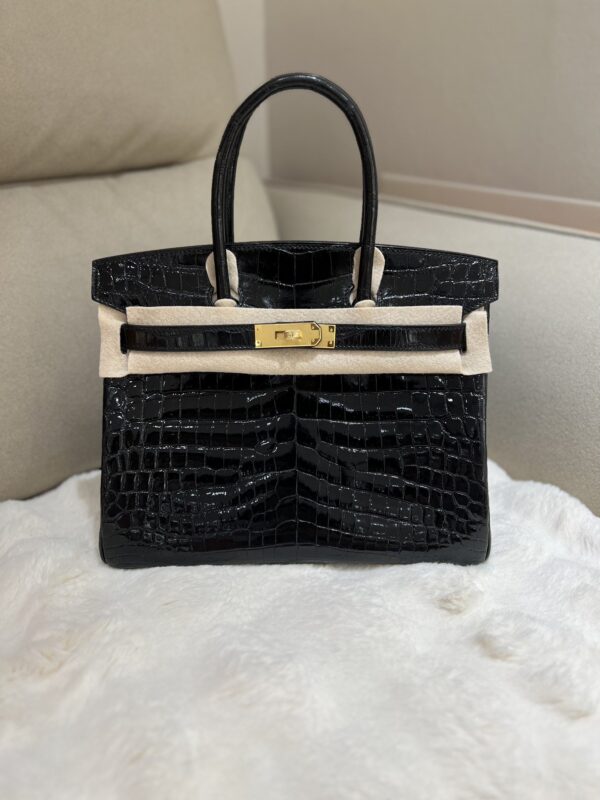 Birkin 30 in Noir Shiny Nile Crocodile