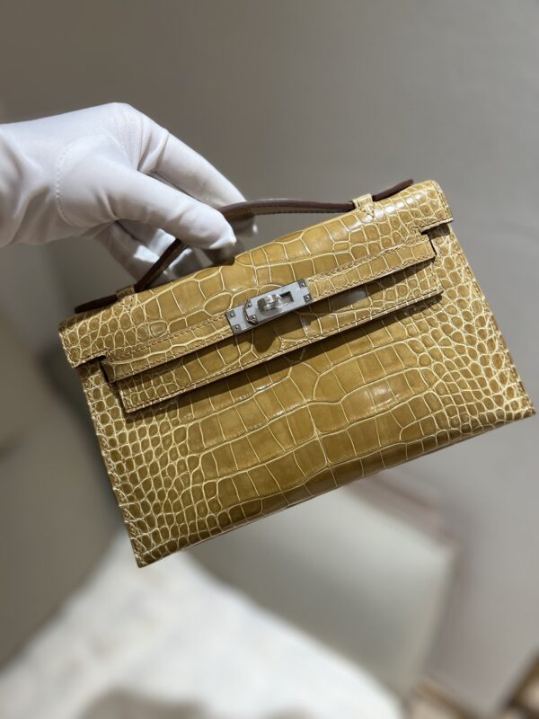 Kelly Pochette Shiny Alligator Ficelle