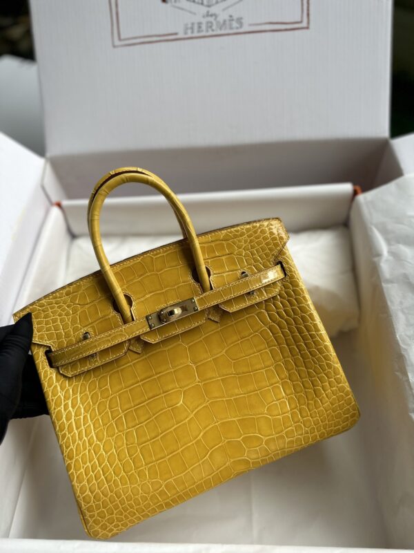 Birkin 25 Shiny Alligator Jaune Ambre