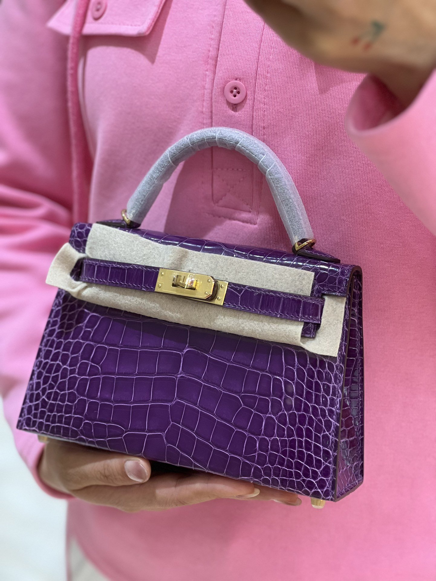 Mini Kelly Shiny Alligator - Image 7