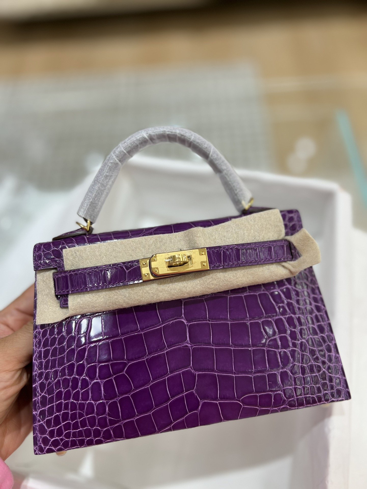 Mini Kelly Shiny Alligator - Image 8