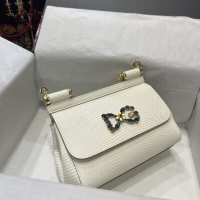 Dolce & Gabbana 25 Sicily Bag in Lizard Pattern Cowhide.