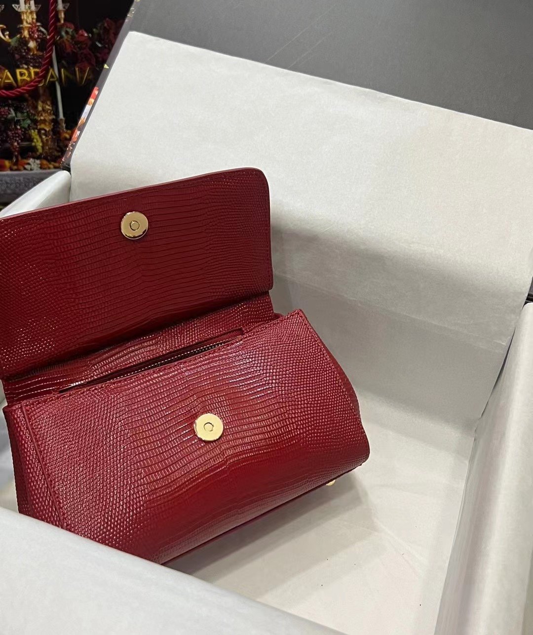 Dolce & Gabbana 25 Sicily Bag in Lizard Pattern Cowhide - Image 8