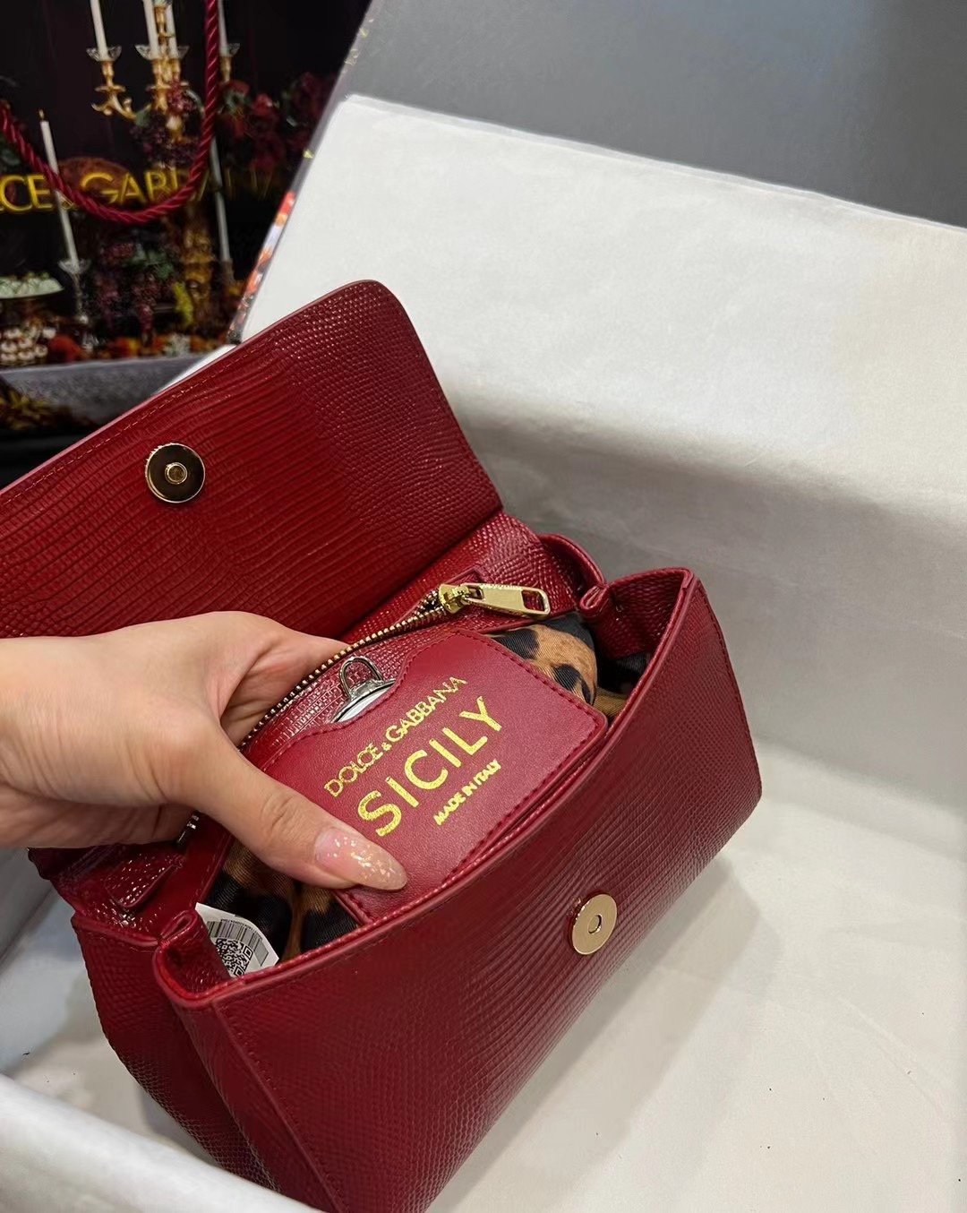 Dolce & Gabbana 25 Sicily Bag in Lizard Pattern Cowhide - Image 3