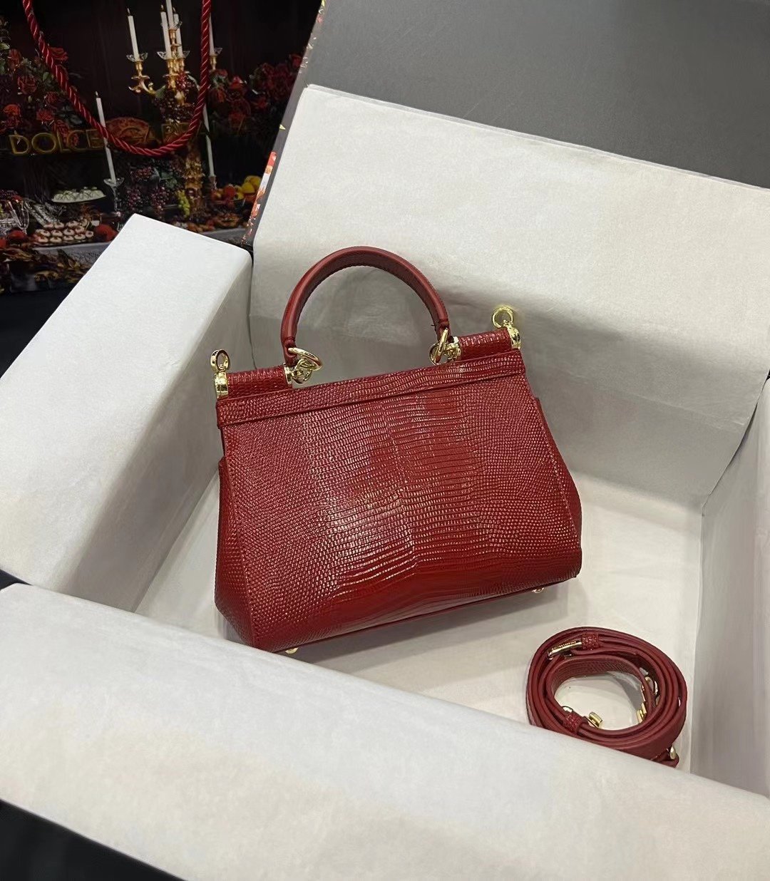 Dolce & Gabbana 25 Sicily Bag in Lizard Pattern Cowhide - Image 2