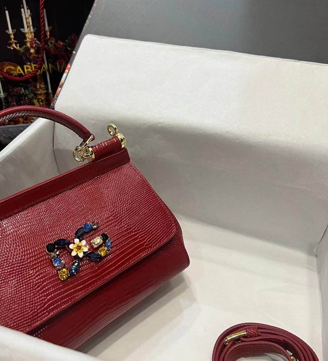 Dolce & Gabbana 25 Sicily Bag in Lizard Pattern Cowhide - Image 5