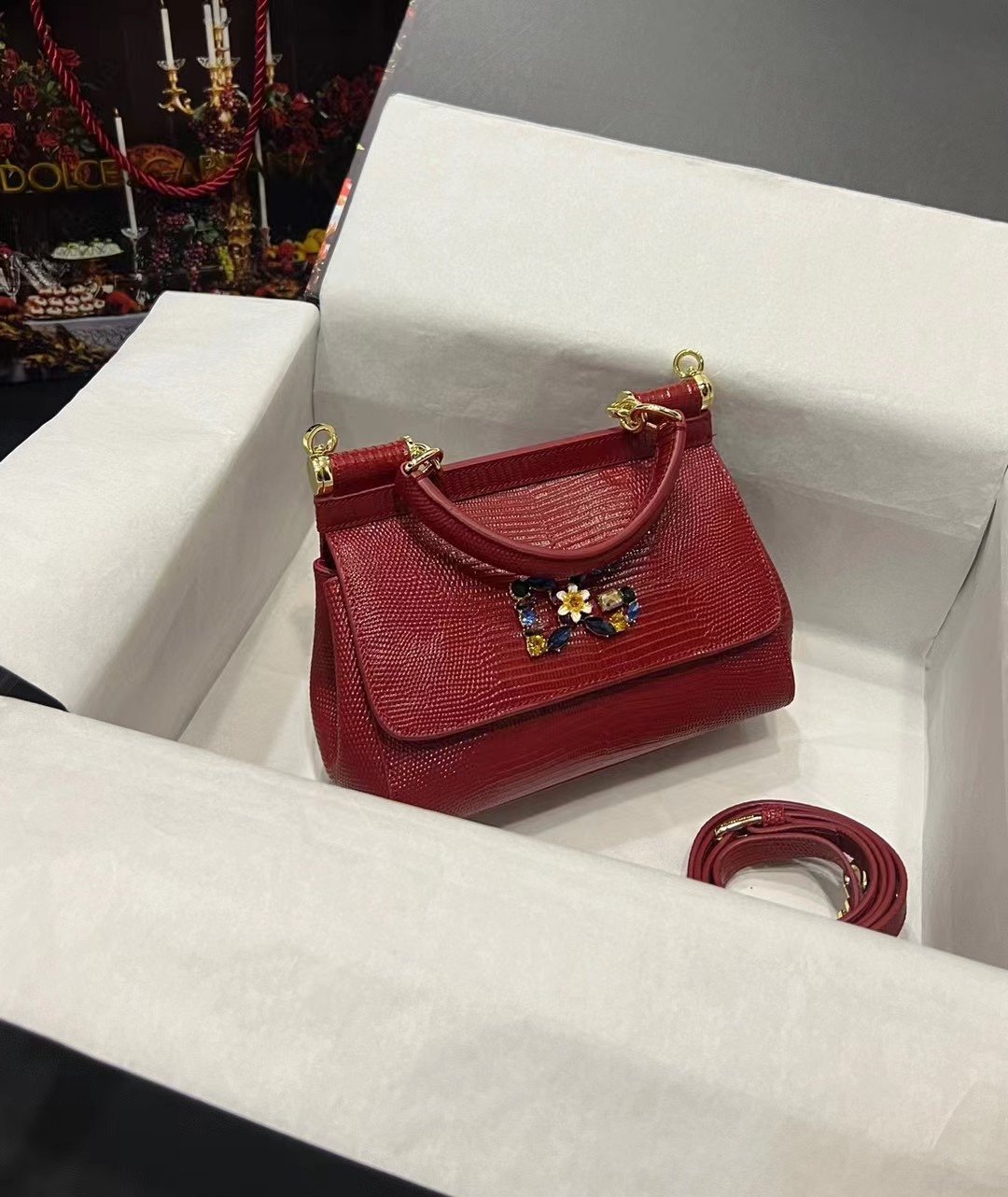 Dolce & Gabbana 25 Sicily Bag in Lizard Pattern Cowhide