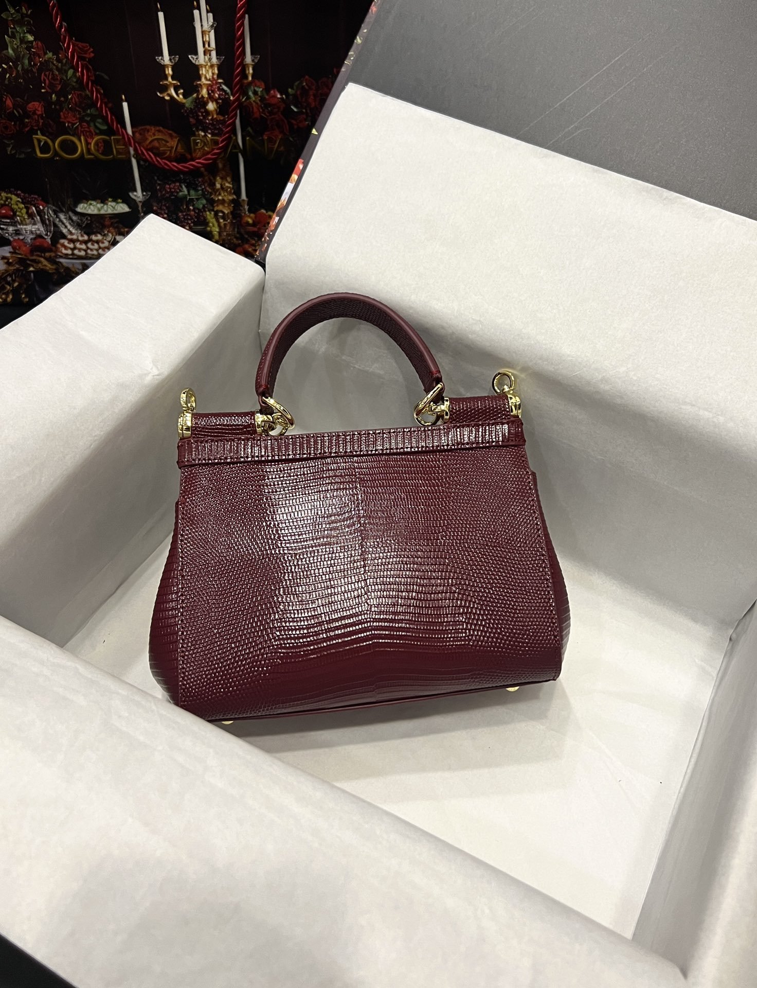 Dolce & Gabbana 25 DG Logo Sicily Bag in Lizard Pattern Cowhide - Image 2