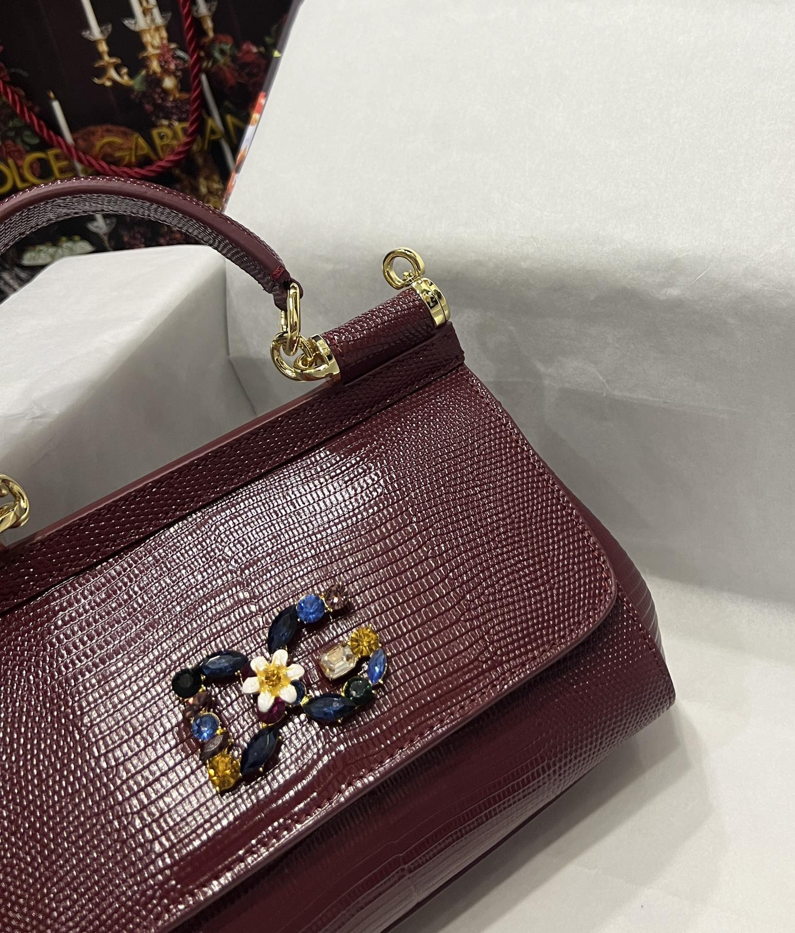 Dolce & Gabbana 25 DG Logo Sicily Bag in Lizard Pattern Cowhide - Image 7